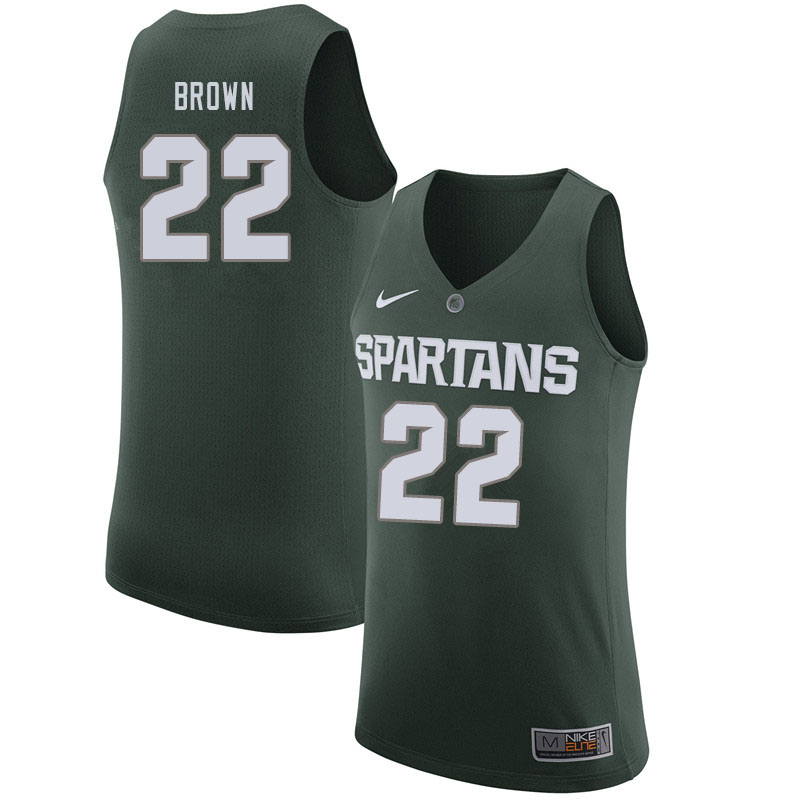 Men #22 Gabe Brown Michigan State Spartans College Basketball Jerseys Sale-Green